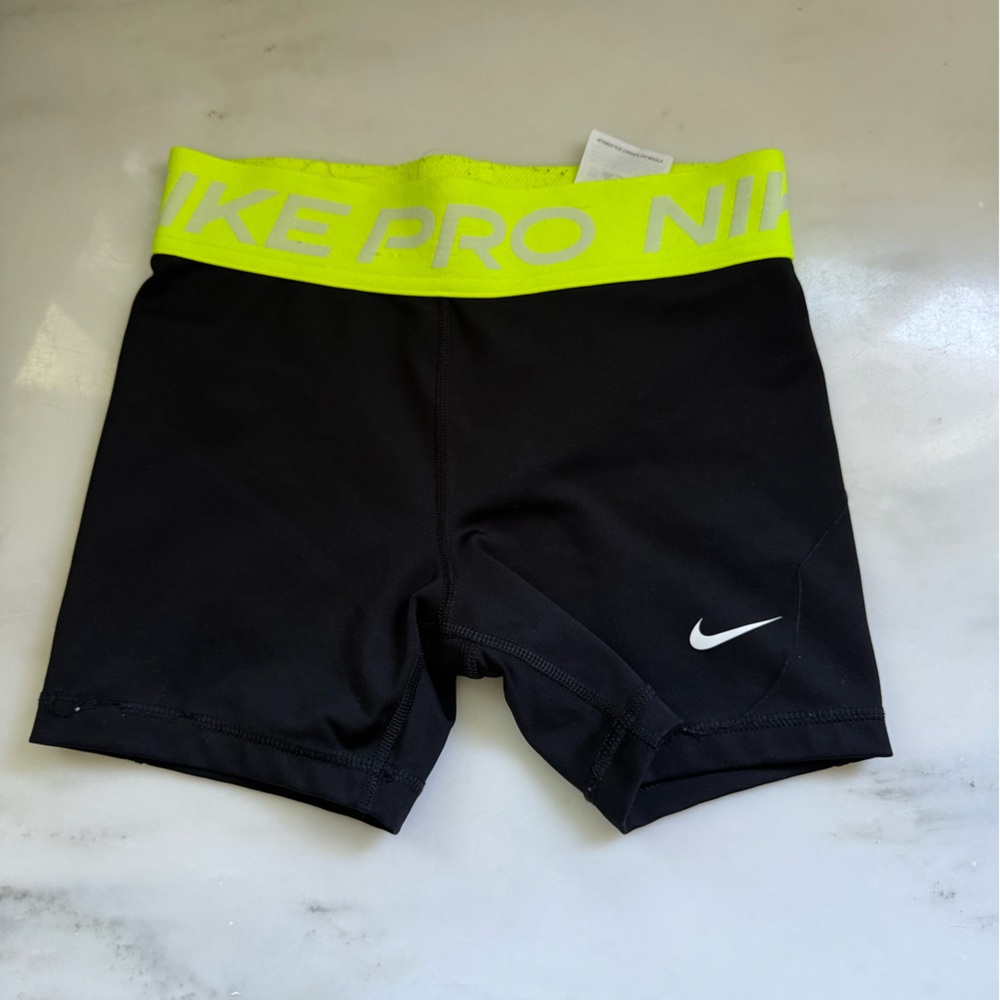 Nike Pro Black Shorts with Neon Band